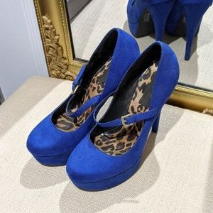 Royal blue mary jane pumps